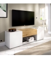 Mueble TV Kuo en color blanco y nordic con 2 puertas, 1 cajón y 1 hueco visto