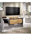 Mueble TV Kuo en color blanco y nordic con 2 puertas, 1 cajón y 1 hueco visto