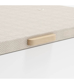 Canapé alta capacidad con tirador de madera natural 135x190 blanco y tapa 3D transpirable color beige