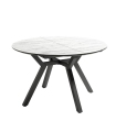 Mesa de comedor extensible Cantábrico acabado color Artic patas negras, diseño nórdico, mesa barata. Sayez