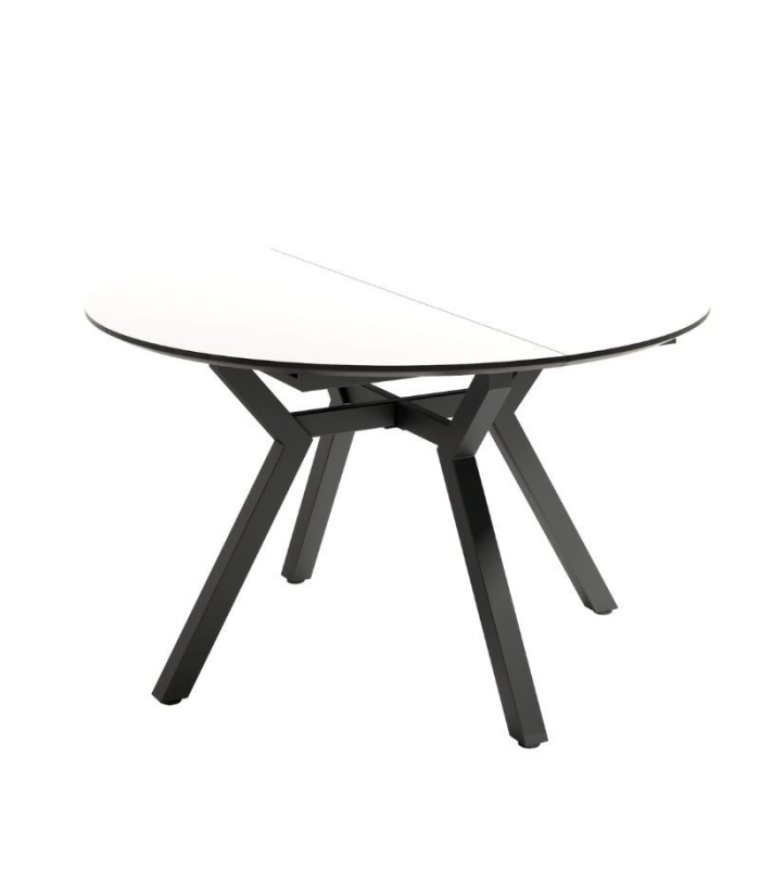 Mesa de comedor extensible Cantábrico acabado color Soul Blanco patas negras, diseño nórdico, mesa barata. Sayez