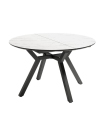 Mesa de comedor extensible Cantábrico acabado color Carrara patas negras, diseño industrial, mesa barata. Sayez