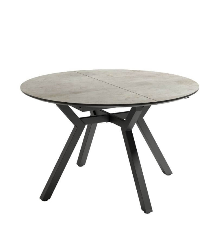 Mesa de comedor extensible Cantábrico acabado color Porland patas negras, diseño industrial, mesa barata. Sayez