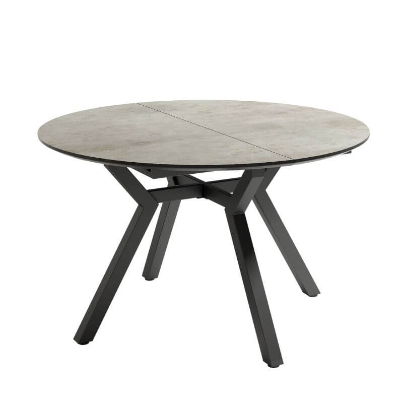 Mesa de comedor extensible Cantábrico acabado color Porland patas negras, diseño industrial, mesa barata. Sayez