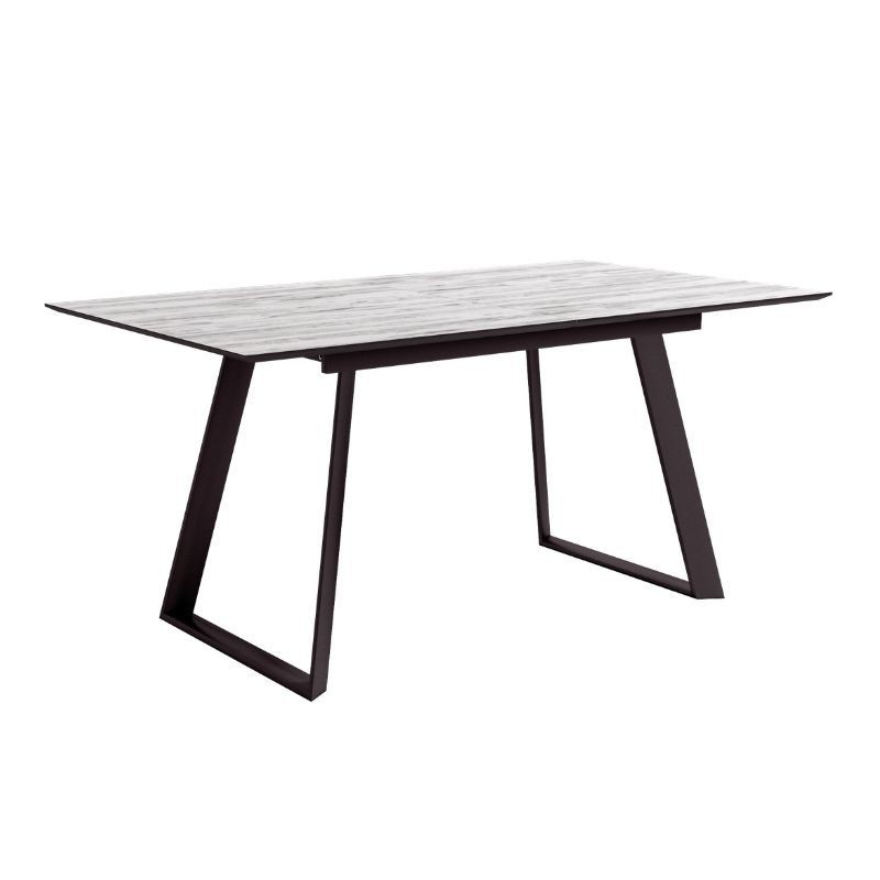 Mesa de comedor extensible Timor acabado color Artic patas negras, diseño nórdico e industrial, mesa barata. Sayez