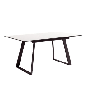 Mesa de comedor extensible Timor acabado color Soul Blanco patas negras, diseño nórdico e industrial, mesa barata. Sayez