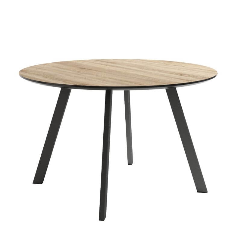 Mesa de comedor fija Bering acabado color Cambrian patas negras, diseño nórdico, mesa barata. Sayez