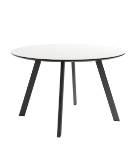 Mesa de comedor fija Bering acabado color Soul Blanco patas negras, diseño nórdico, mesa barata. Sayez