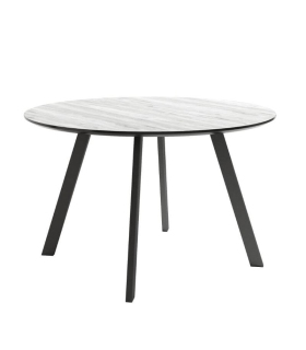 Mesa de comedor fija Bering acabado color Artic patas negras, diseño nórdico, mesa barata. Sayez