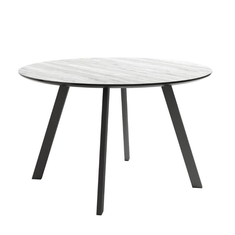 Mesa de comedor fija Bering acabado color Artic patas negras, diseño nórdico, mesa barata. Sayez