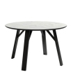 Mesa de comedor fija Bering acabado color Carrara patas negras, diseño nórdico e industrial, mesa barata. Sayez