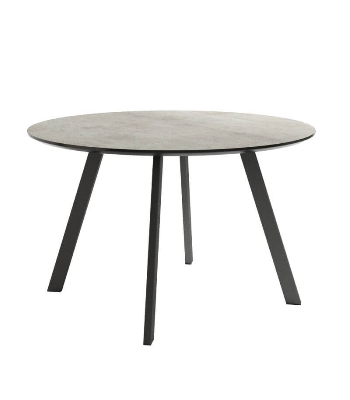 Mesa de comedor fija Bering acabado color Porland patas negras, diseño nórdico e industrial, mesa barata. Sayez