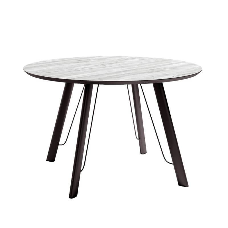 Mesa de comedor fija Caspio acabado color Artic patas negras, diseño nórdico, mesa barata. Sayez