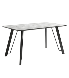 Mesa de comedor fija Caspio acabado color Artic patas negras, diseño nórdico e industrial, mesa barata. Sayez