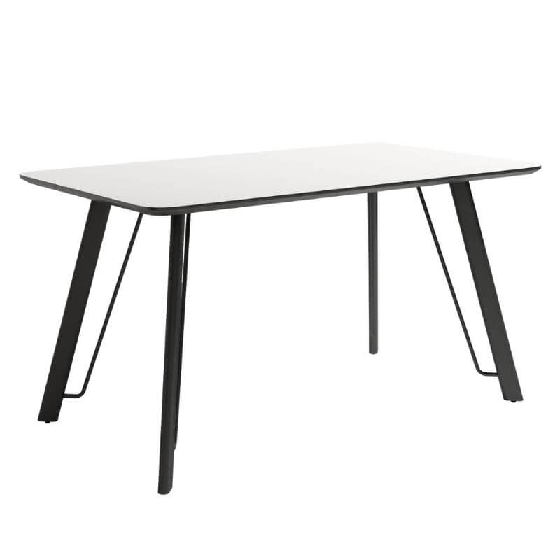 Mesa de comedor fija Caspio acabado color Soul Blanco patas negras, diseño nórdico e industrial, mesa barata. Sayez