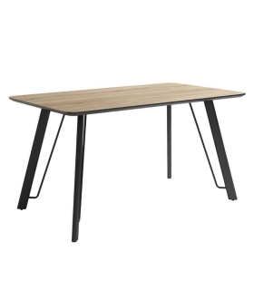 Mesa de comedor fija Caspio acabado color Cambrian patas negras, diseño nórdico e industrial, mesa barata. Sayez