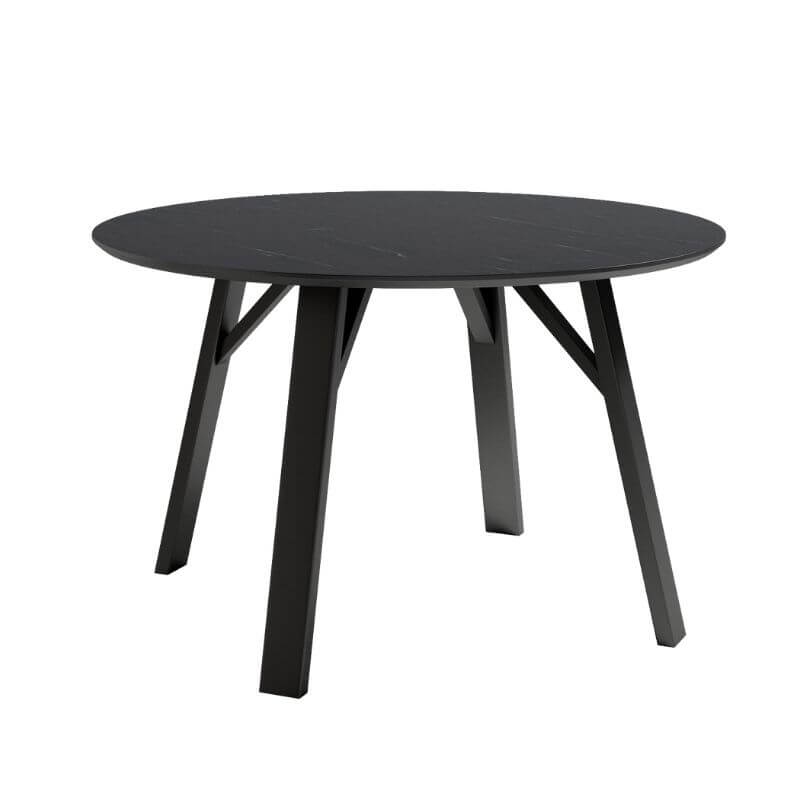 Mesa de comedor fija Baltic acabado color Marquina patas negras, diseño nórdico e industrial, mesa barata. Sayez