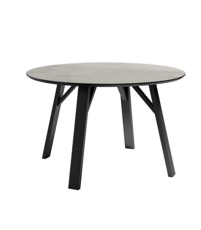 Mesa de comedor fija Baltic acabado color Porland patas negras, diseño nórdico e industrial, mesa barata. Sayez