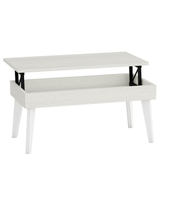 Mesa de centro elevable 100x50 cm Catalina Polar Y Blanco Abierta |SAYEZ|