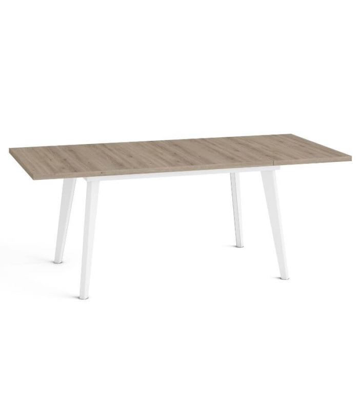 Mesa Rectangular Extensible 140 (191) cm Catalina Color Roble Natural y Blanco Abierta |SAYEZ|