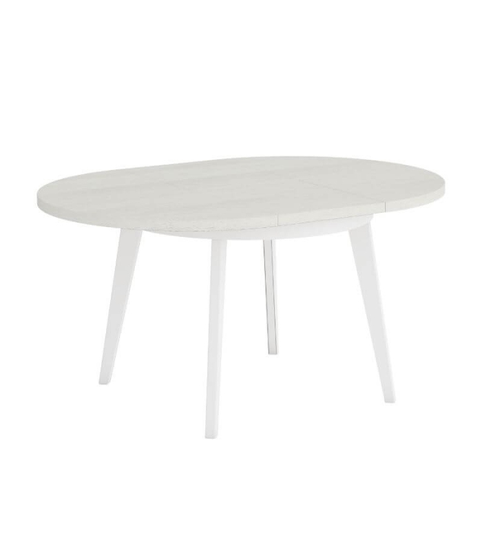 Mesa Redonda Extensible 110 (150) cm Palermo Color Polar y Blanco Abierta|SAYEZ|