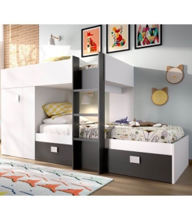 Cama Tren Groe Juvenil Blanco y Grafito |SAYEZ|