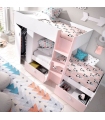 Cama tren Groe Juvenil Blanco y Rosa |SAYEZ|