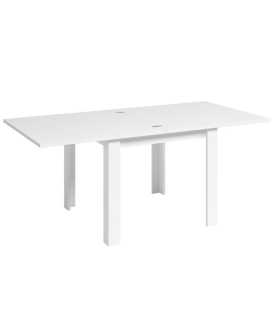 Mesa comedor cuadrada 90x90 extensible blanco abierta, mesa robusta, barata, de melamina. Sayez