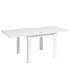 Mesa comedor cuadrada 90x90 extensible blanco abierta, mesa robusta, barata, de melamina. Sayez