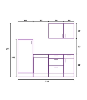 Conjunto Muebles Cocina 220 cm AURA | SAYEZ |