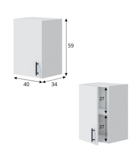 Conjunto Muebles Cocina 220 cm TIERRA, Mueble Colgar 1 puerta 40 cm, Medidas | SAYEZ |