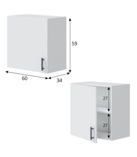Conjunto Muebles Cocina 240 cm NATURA, Mueble Colgar 1 puerta 60 cm, Medidas | SAYEZ |