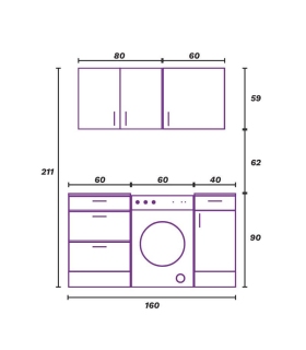 Conjunto Muebles Cocina 160 cm ALBA | SAYEZ |