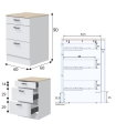 Conjunto Muebles Cocina 200 cm SAVIA, Mueble 3 cajones, Medidas | SAYEZ |