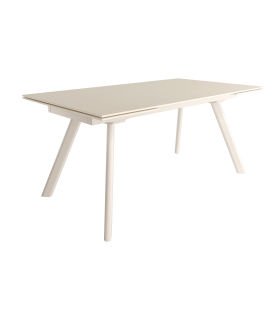 Mesa Comedor Extensible Tasman 160 Cm, Acabado sobre Arena y patas Marfil | SAYEZ |