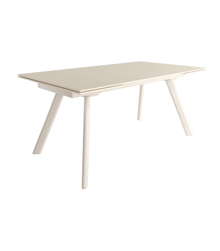 Mesa Comedor Extensible Tasman 160 Cm, Acabado sobre Arena y patas Marfil | SAYEZ |