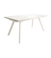 Mesa Comedor Extensible Tasman 160 Cm, Acabado sobre Carrara y patas Marfil | SAYEZ |