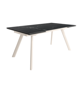 Mesa Comedor Extensible Tasman 160 Cm, Acabado sobre Marquina y patas Marfil | SAYEZ |