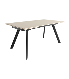 Mesa Comedor Extensible Tasman 160 Cm, Acabado sobre Arena y patas Negro | SAYEZ |