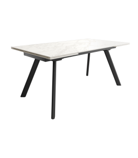 Mesa Comedor Extensible Tasman 160 Cm, Acabado sobre Carrara y patas Negro | SAYEZ |
