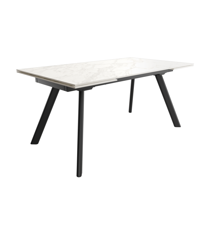 Mesa Comedor Extensible Tasman 160 Cm, Acabado sobre Carrara y patas Negro | SAYEZ |