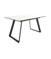 Mesa Comedor Extensible Sena Porcelánica 140 Cm, Acabado sobre Carrara y patas Negro|SAYEZ|