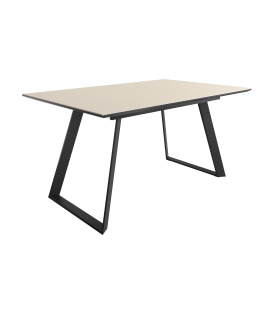 Mesa Comedor Extensible Sena Porcelánica 140 Cm, Acabado sobre Beige y patas Negro|SAYEZ|