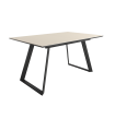 Mesa Comedor Extensible Sena Porcelánica 140 Cm, Acabado sobre Beige y patas Negro|SAYEZ|