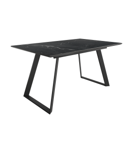Mesa Comedor Extensible Sena Porcelánica 140 Cm, Acabado sobre Marquina y patas Negro|SAYEZ|