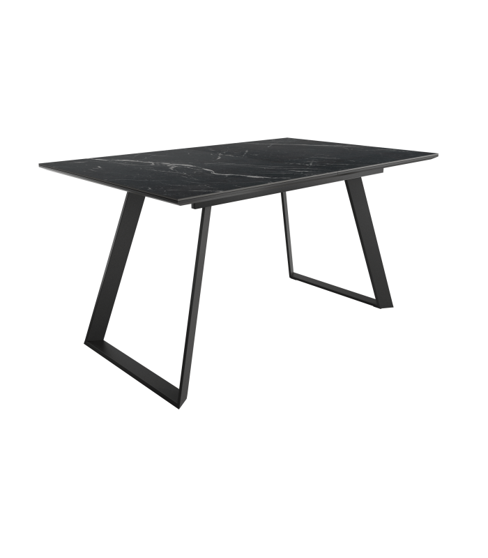 Mesa Comedor Extensible Sena Porcelánica 140 Cm, Acabado sobre Marquina y patas Negro|SAYEZ|
