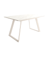 Mesa Comedor Extensible Sena Porcelánica 140 Cm, Acabado sobre Carrara y patas Marfil |SAYEZ|