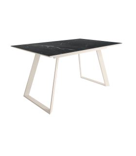 Mesa Comedor Extensible Sena Porcelánica 140 Cm, Acabado sobre Marquina y patas Marfil |SAYEZ|