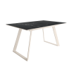 Mesa Comedor Extensible Sena Porcelánica 140 Cm, Acabado sobre Marquina y patas Marfil |SAYEZ|