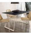 Mesa Comedor Extensible Sena Porcelánica 140 Cm, Acabado sobre Marquina y patas Marfil, en ambiente|SAYEZ|